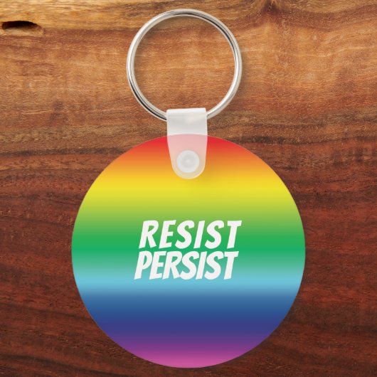 "resistent / persist" Pride lgbtq Regenbogenfarben Schlüsselanhänger (Vorderseite)