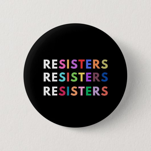 RESISTER Anti-autoritärer Regenbogen Button (Vorderseite)