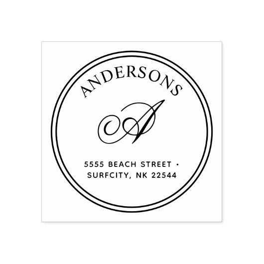 (RESIZIERT) Elegante Monogramm-Rücksendeadresse Se Gummistempel (Prägung)