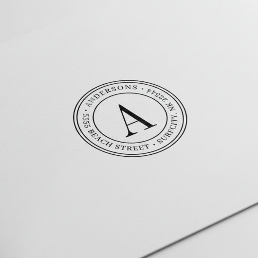 (RESIZIERT) Elegante Monogramm-Rücksendeadresse Se Permastempel