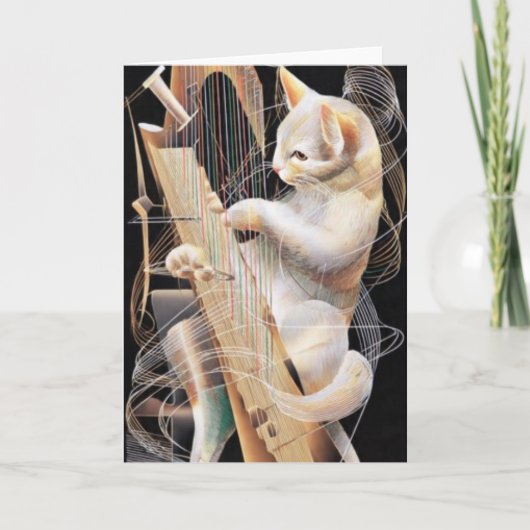 Resonant Whiskers – Surreal Cat Greeting Card Karte (Vorderseite)