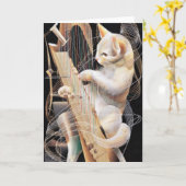 Resonant Whiskers – Surreal Cat Greeting Card Karte (Gelbe Blume)