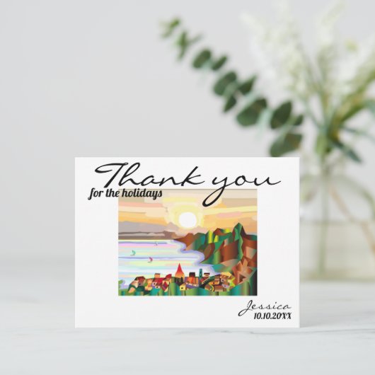 Resort, Küste, Segelboote Postkarte (Stehend Vorderseite)