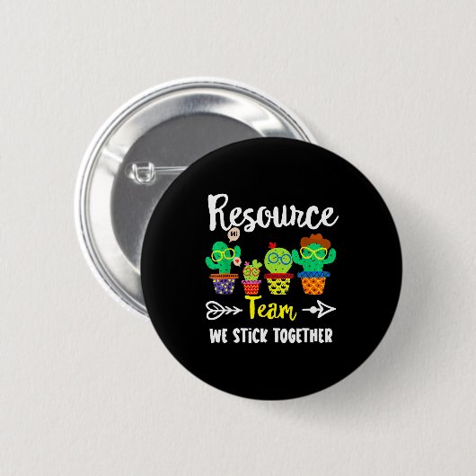 Resource Team, Funny Cactus Crew Resource Teacher Button (Vorne & Hinten)