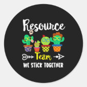 Resource Team, Funny Cactus Crew Resource Teacher  Runder Aufkleber (Vorderseite)
