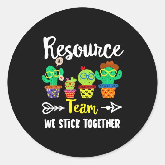 Resource Team, Funny Cactus Crew Resource Teacher  Runder Aufkleber (Vorderseite)