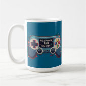 Respawn and Retry - Retro Gaming Glitch Art Kaffeetasse (Links)