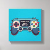 Respawn and Retry - Retro Gaming Glitch Art Leinwanddruck (Vorderseite)