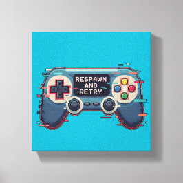 Respawn and Retry - Retro Gaming Glitch Art Leinwanddruck