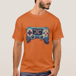 Respawn and Retry - Retro Gaming Glitch Art T-Shirt