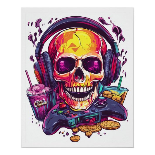 Respawn Ready � Funny Gamer Skull Poster (Vorderseite)