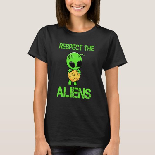 Respect The Aliens I Green Alien I Kids Alien T-Shirt (Vorderseite)