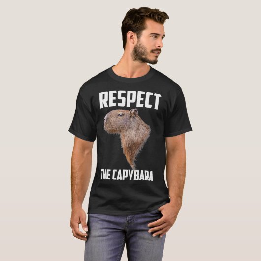 Respect The Capybara Funny Capibara Rodent Animal T-Shirt (Vorne ganz)