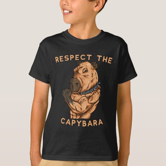 Respect The Capybara - Funny Fitness Bodybuilder R T-Shirt (Vorderseite)