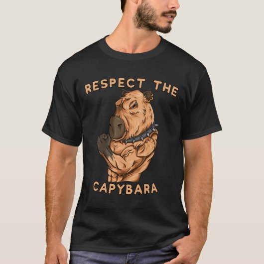 Respect The Capybara - Funny Fitness Bodybuilder R T-Shirt (Vorderseite)