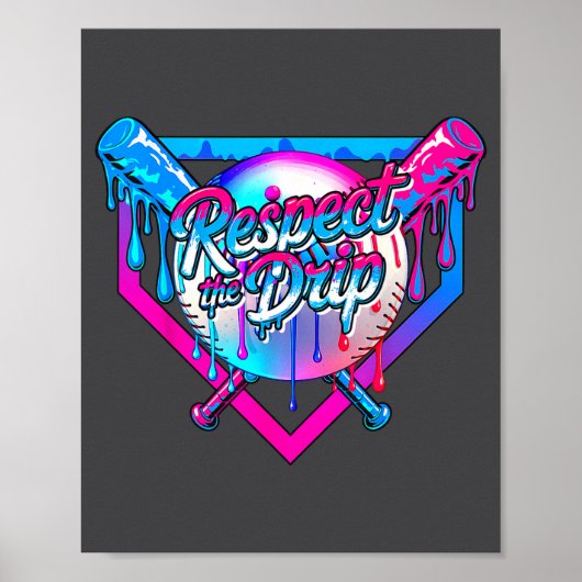 Respect The Drip Baseball Ice Cream For Kids Boys  Poster (Vorne)