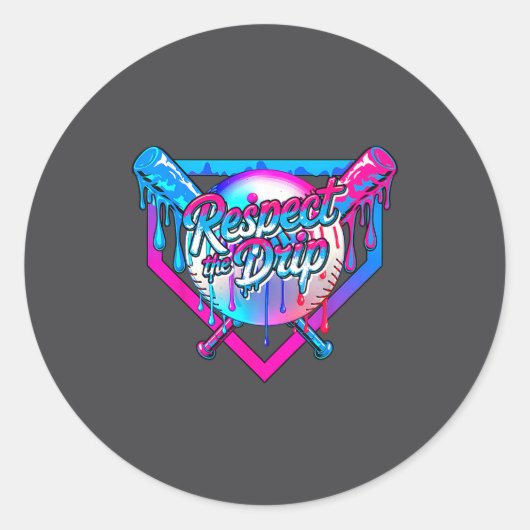 Respect The Drip Baseball Ice Cream For Kids Boys Runder Aufkleber (Vorderseite)