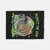 Respect The Drip Football Halloween Skeleton Hand Fleecedecke (Vorderseite (Horizontal))