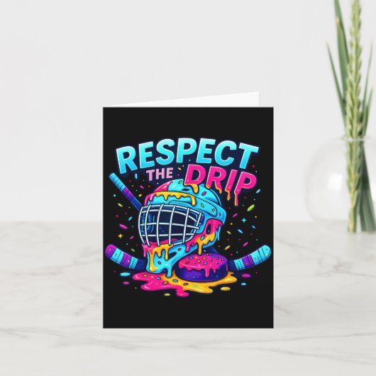 Respect The Drip Ice Hockey Stick &amp; Puck Dripn Karte (Vorderseite)