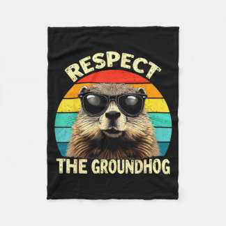 Respect The Groundhog Lover Vintage Animal Ground  Fleecedecke