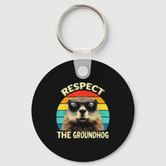 Respect The Groundhog Lover Vintage Animal Ground  Schlüsselanhänger