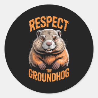 Respect The Groundhog Punxsutawney Phil Funny Holi Runder Aufkleber