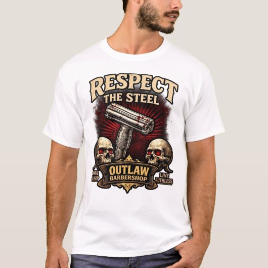 Respect the Steel – Double Edge Razor Design T-Shirt (Vorderseite)