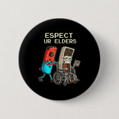 Respect Ur Elders Retro Gaming Controller Funny  Button (Vorderseite)