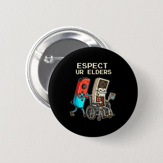 Respect Ur Elders Retro Gaming Controller Funny  Button (Vorne & Hinten)