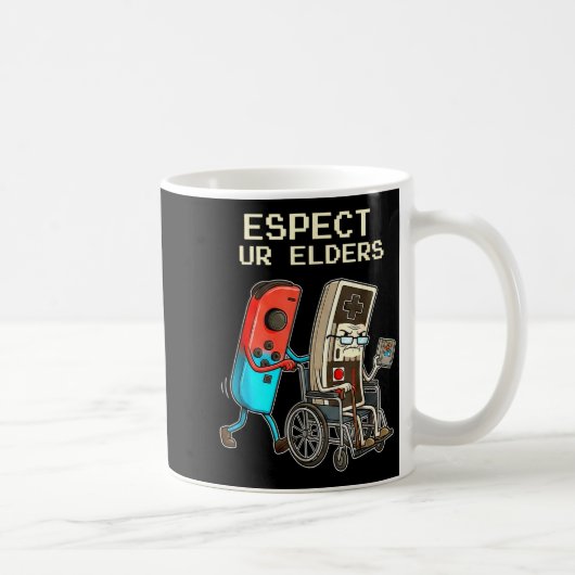 Respect Ur Elders Retro Gaming Controller Funny Kaffeetasse (Rechts)
