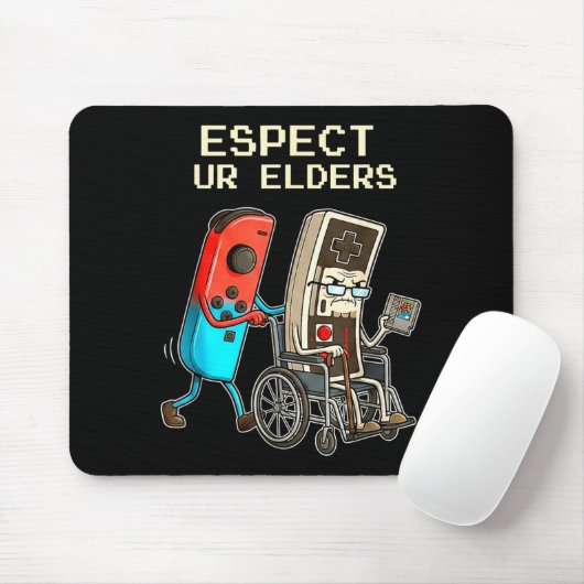 Respect Ur Elders Retro Gaming Controller Funny  Mousepad (Mit Mouse)