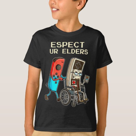Respect Ur Elders Retro Gaming Controller Funny  T-Shirt (Vorderseite)