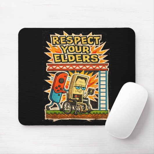 Respect Your Elders Funny Gamer Controller 80s Ret Mousepad (Mit Mouse)