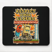 Respect Your Elders Funny Gamer Controller 80s Ret Mousepad (Vorne)
