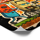 Respect Your Elders Funny Gamer Controller 80s Ret Poster (Ecke)