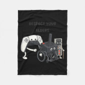 Respect Your Elders Funny Gaming 80s Style Old New Fleecedecke (Vorderseite)