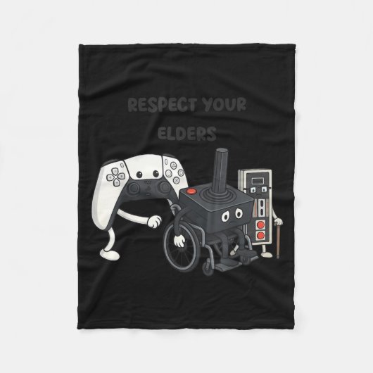 Respect Your Elders Funny Gaming 80s Style Old New Fleecedecke (Vorderseite)