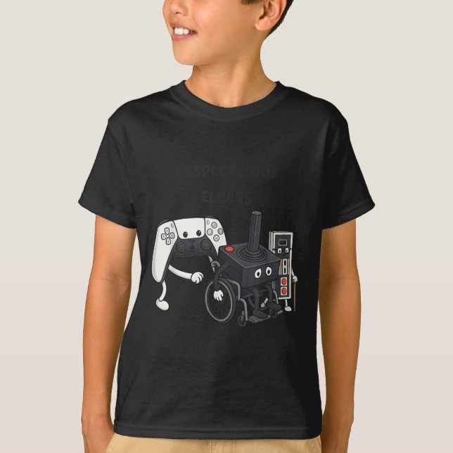 Respect Your Elders Funny Gaming 80s Style Old New T-Shirt (Vorderseite)