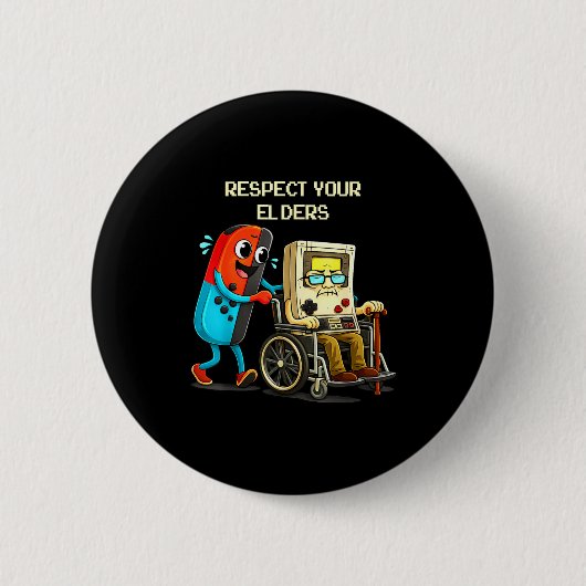 Respect Your Elders Funny Retro Gaming  Button (Vorderseite)