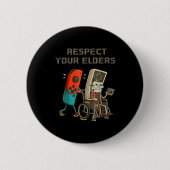 Respect Your Elders Funny Retro Gaming Clic Consol Button (Vorderseite)