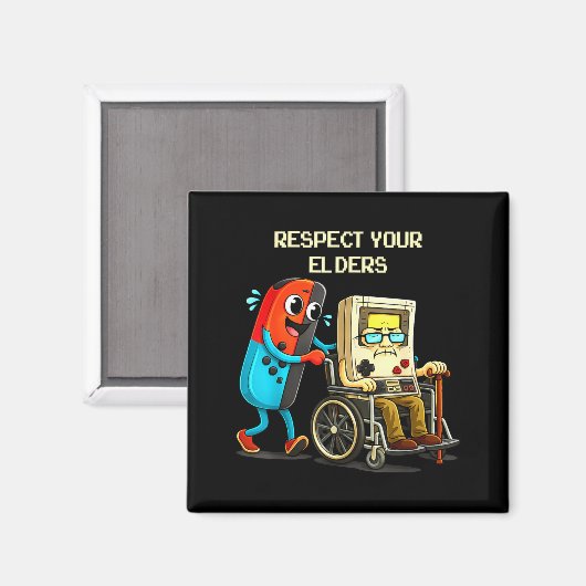 Respect Your Elders Funny Retro Gaming Magnet (Vorderseite/Rückseite)