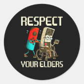 Respect Your Elders Gaming Clic  Runder Aufkleber (Vorderseite)