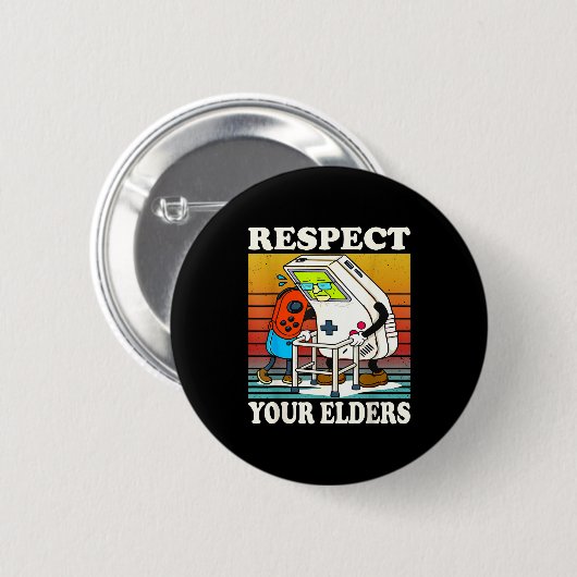 Respect Your Elders Gaming Control 80s Retro Funny Button (Vorne & Hinten)