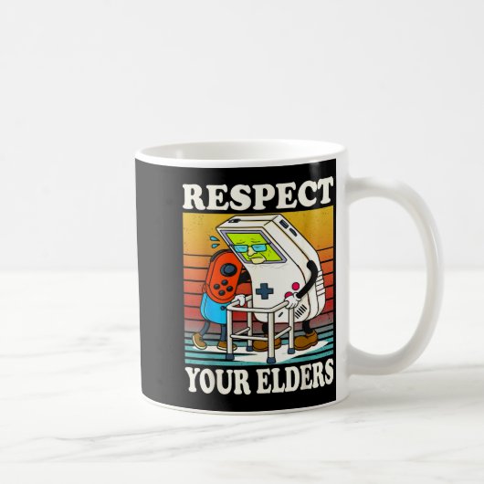 Respect Your Elders Gaming Control 80s Retro Funny Kaffeetasse (Rechts)