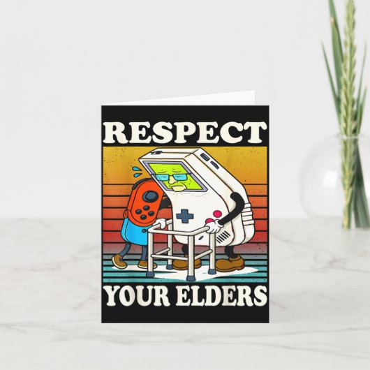 Respect Your Elders Gaming Control 80s Retro Funny Karte (Vorderseite)