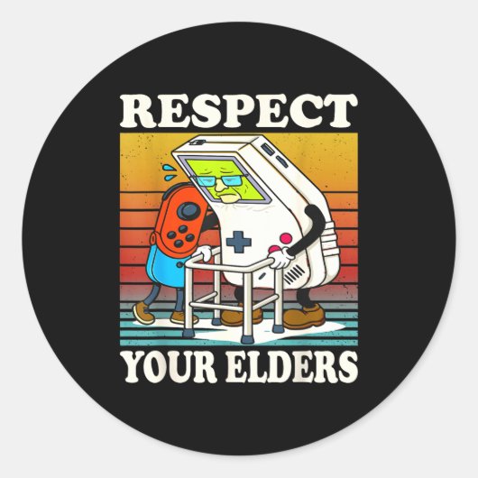Respect Your Elders Gaming Control 80s Retro Funny Runder Aufkleber (Vorderseite)