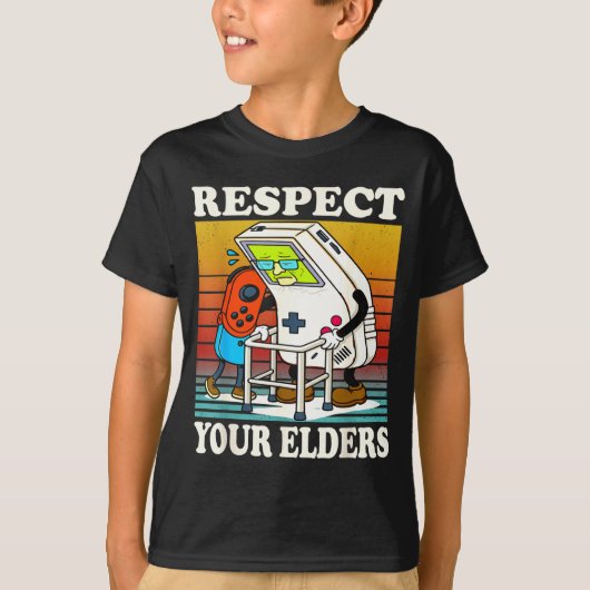 Respect Your Elders Gaming Control 80s Retro Funny T-Shirt (Vorderseite)
