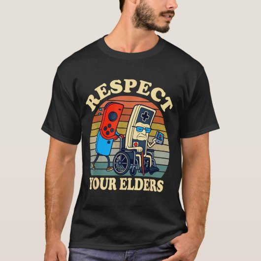 Respect Your Elders Gaming Control 80s Retro Funny T-Shirt (Vorderseite)