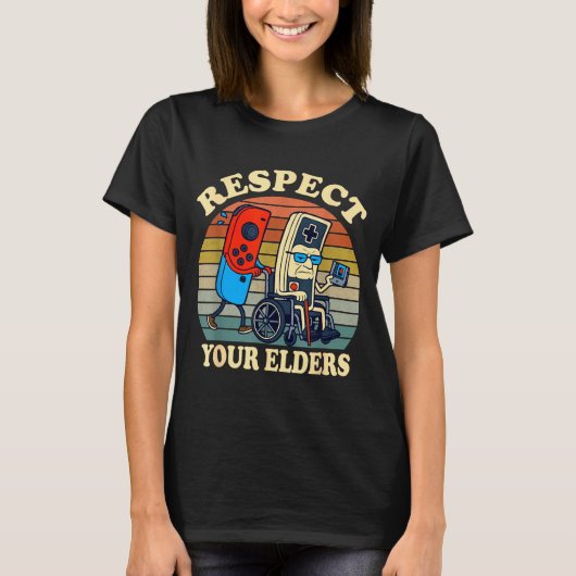 Respect Your Elders Gaming Control 80s Retro Funny T-Shirt (Vorderseite)