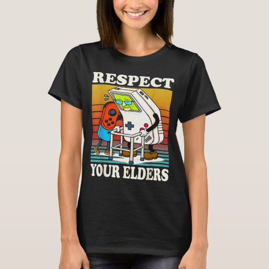 Respect Your Elders Gaming Control 80s Retro Funny T-Shirt (Vorderseite)